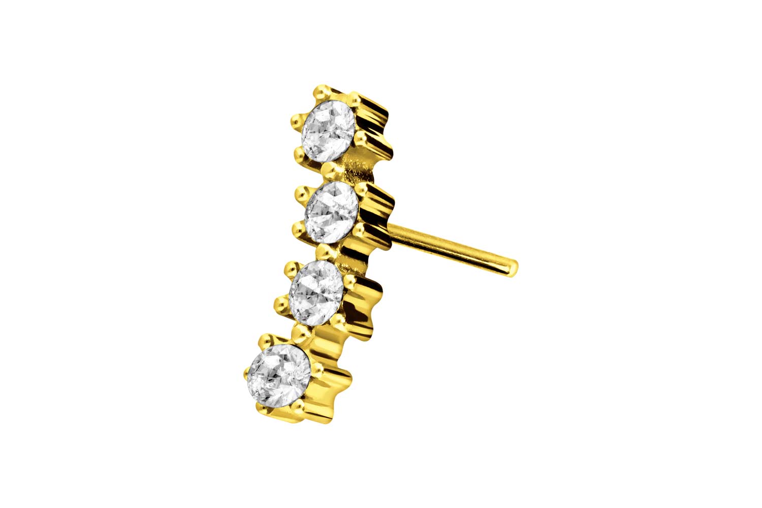 Titan Aufsatz mit Push Pin 4 EINGEFASSTE KRISTALLE von Piercingline